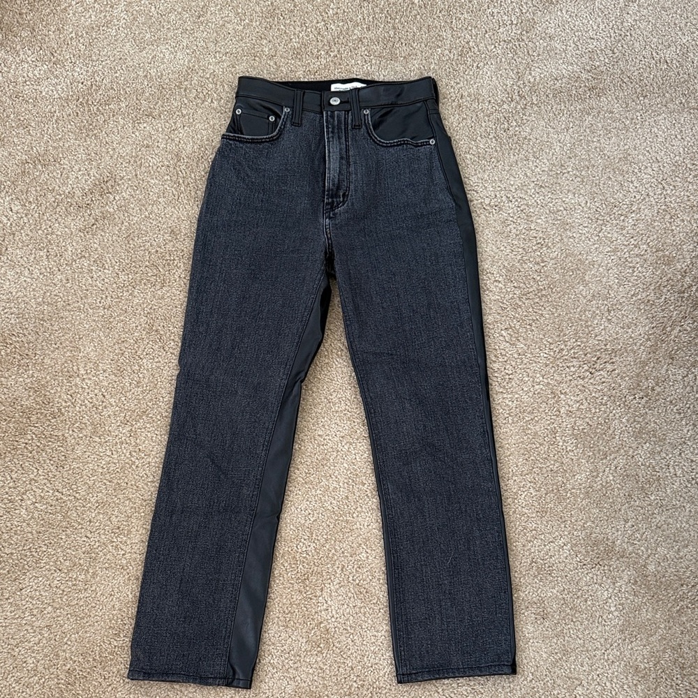 Black and Leather Jeans